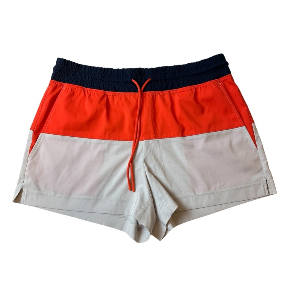 Athleta colorblock athletic board shorts - orange blue cream